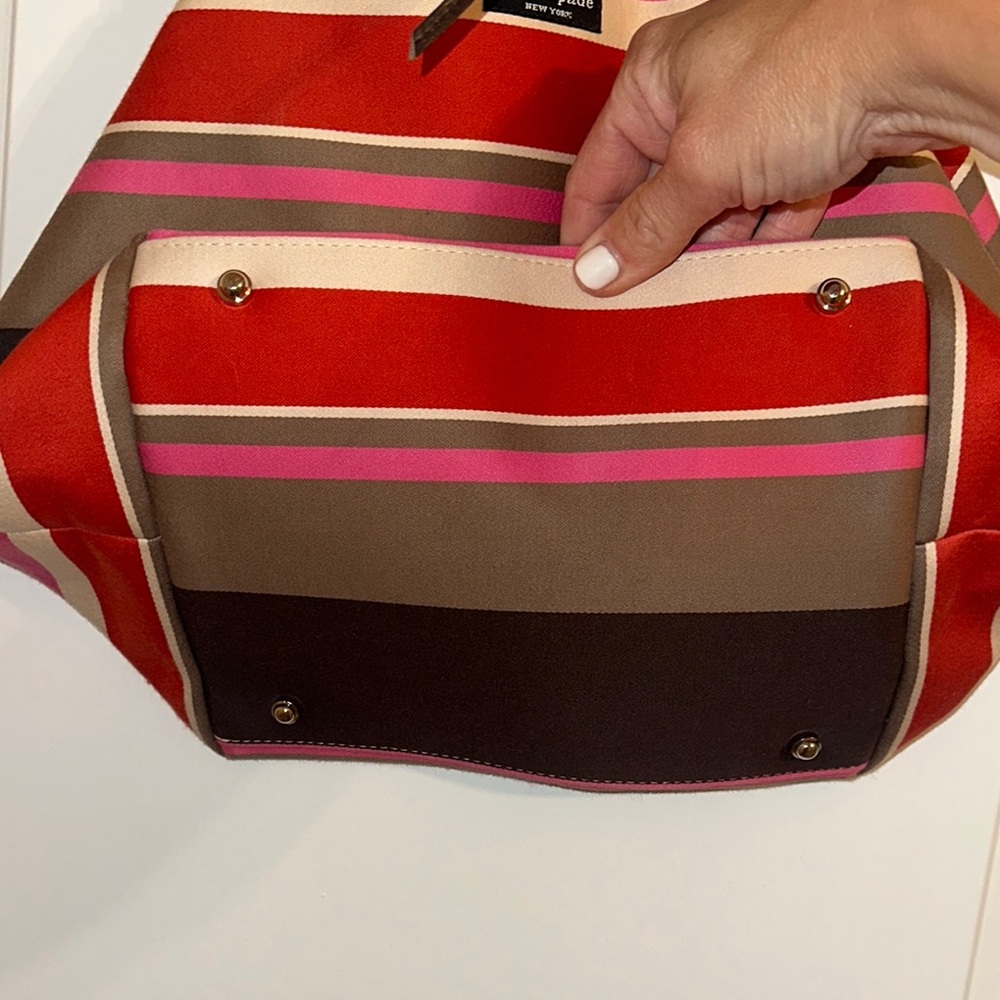 Kate Spade Red and Pink Striped Tote - Picture 3 of 5